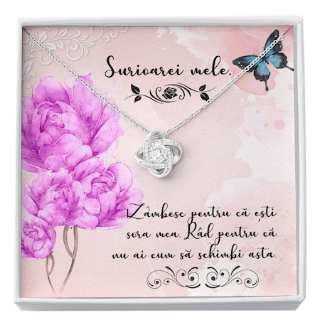 Colier cu pandantiv nod, placat cu aur alb de 14 K