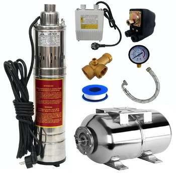 Kit Hidrofor Inox 50L cu pompa apa submersibila 1.1KW, 120m, 3m3/Ora, LUK QGD3-120, Sistem premium complet Kit Hidrofor Inox 50L cu pompa apa submersibila 1.1KW, 120m, 3m3/Ora, LUK QGD3-120, Sistem premium complet