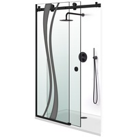 paravan dus cu usa culisanta glissando black model play 122-140205 cm sistem negru mat sticla clara 8 mm imagen 32_0_
0