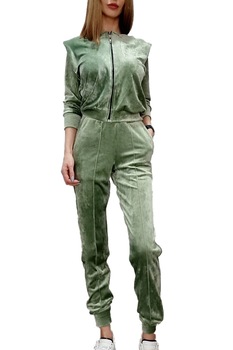 Compleu doua piese din catifea Emblem, Kaki, S-M Compleu doua piese din catifea Emblem, Kaki, S-M