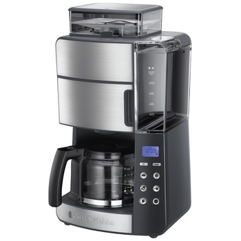Cafetiera Russell Hobbs Grind & Brew 25610-56, 1000 W, 1.25 l, 250 g, Rasnita ajustabila, Selector aroma, Inox/Negru Cafetiera Russell Hobbs Grind & Brew 25610-56, 1000 W, 1.25 l, 250 g, Rasnita ajustabila, Selector aroma, Inox/Negru