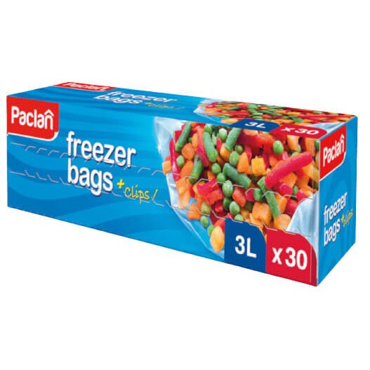 Pungi congelator cu clips 3l paclan , 30 bucati