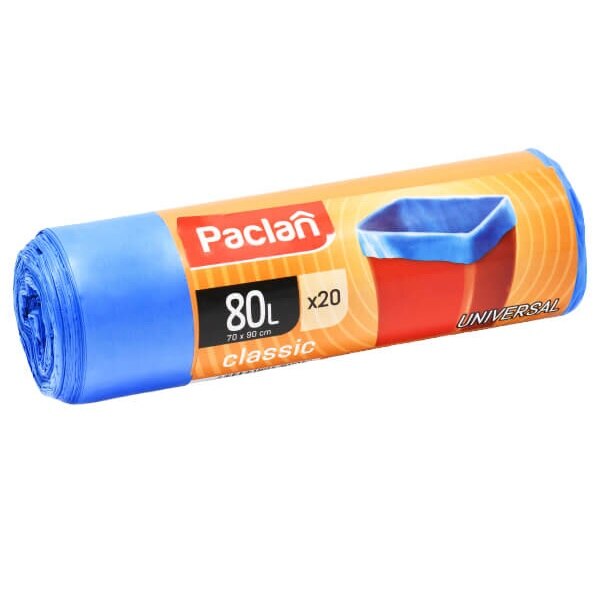 Saci menajeri 80 l, albastri, 20 buc, clasic Paclan