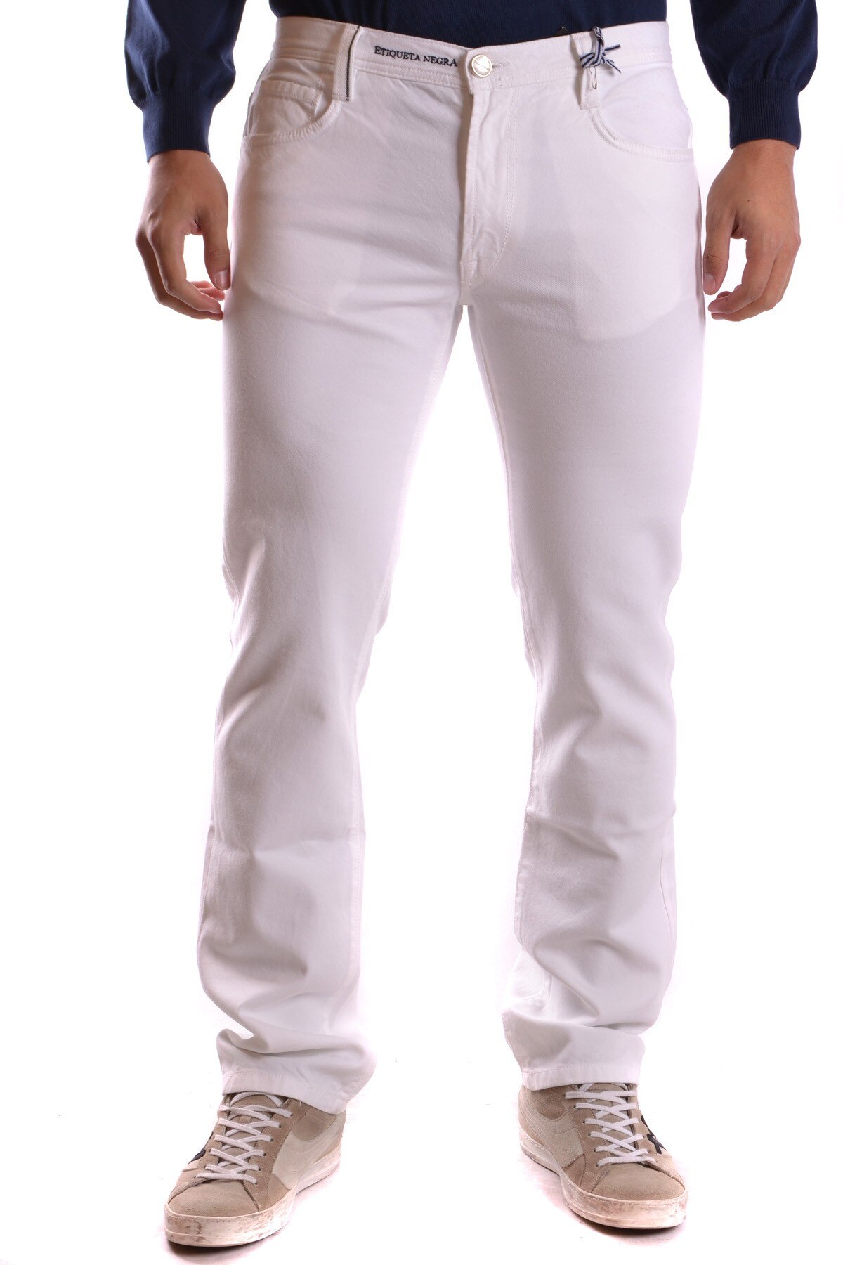 Blugi barbati Etiqueta Negra NN193, Bumbac, Alb, 34 EU