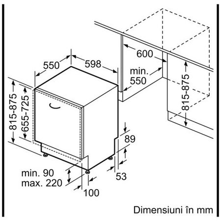 Masina de spalat vase incorporabila Bosch SMV4EVX10E, 13 seturi, 6 programe, Clasa C, EfficentDry, Cos VarioFlex, Sistem Rackmatic, Home Connect, 60 cm