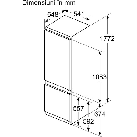 Combina frigorifica incorporabila Bosch KIV87NSF0, 270 l, Clasa F, LowFrost, H 177 cm, Argintiu