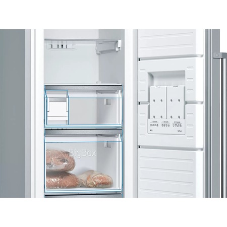 Congelator Bosch GSN36BIEP, 242 l, 4 sertare, Clasa E, NoFrost, FreshSense, SuperFreezing, H 186 cm, Inox Antiamprenta