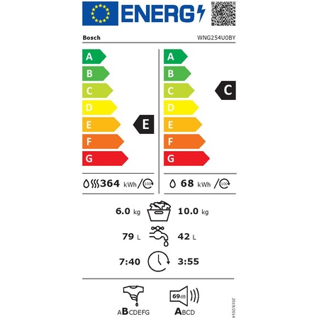 Masina de spalat rufe cu uscator Bosch WNG254U0BY, 10 kg spalare, 6 kg uscare, 1400 RPM, Clasa C, EcoSilence Drive, AutoDry, ActiveWater, Alb