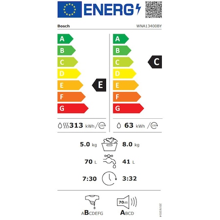Masina de spalat rufe cu uscator Bosch WNA13400BY, 8 kg spalare, 5 kg uscare, 1400 RPM, Clasa C, EcoSilence Drive, AutoDry , ActiveWater Plus, Alb