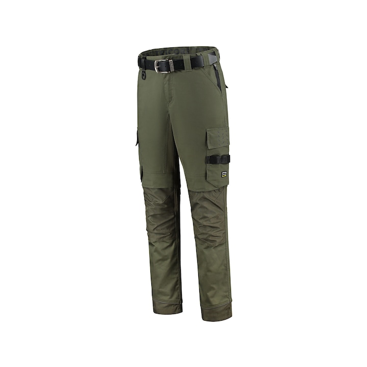 Работен панталон унисекс, Malfini, ниска талия, многофункционални джобове, с Cordura, ластик, Army, 62