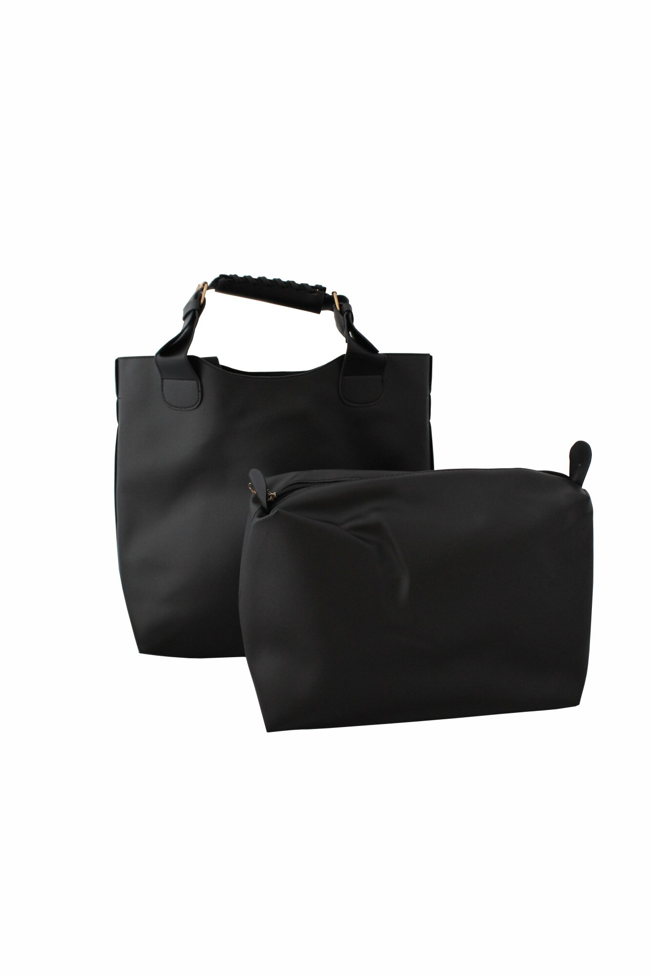 Set geanta femei, negru, 2 piese