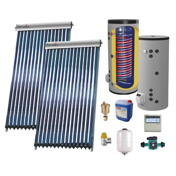 Set Sistem solar presurizat, panou Fornello 40 Tuburi Heat Pipe, boiler cu 2 serpentine si rezistenta electrica Eldom 200 litri cu montaj pe sol, pompa 25-60, controller, vas expansiune, antigel, supapa 1/2, aerisitor 1/2 Set Sistem solar presurizat, panou Fornello 40 Tuburi Heat Pipe, boiler cu 2 serpentine si rezistenta electrica Eldom 200 litri cu montaj pe sol, pompa 25-60, controller, vas expansiune, antigel, supapa 1/2, aerisitor 1/2