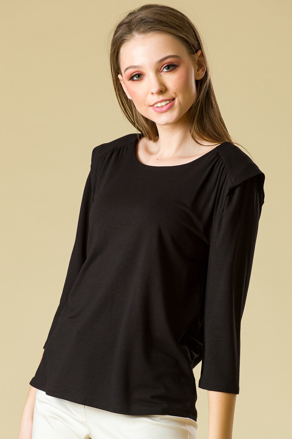 Sense, Bluza cu fronseuri pe umeri Marcy, Negru
