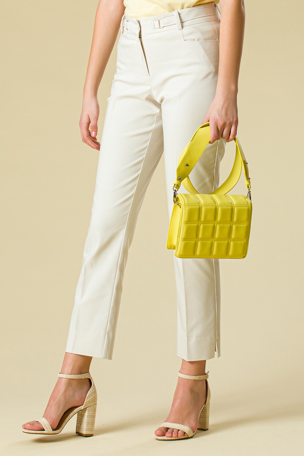 Sense, Pantaloni crop eleganti Anna, Crem, 2XL