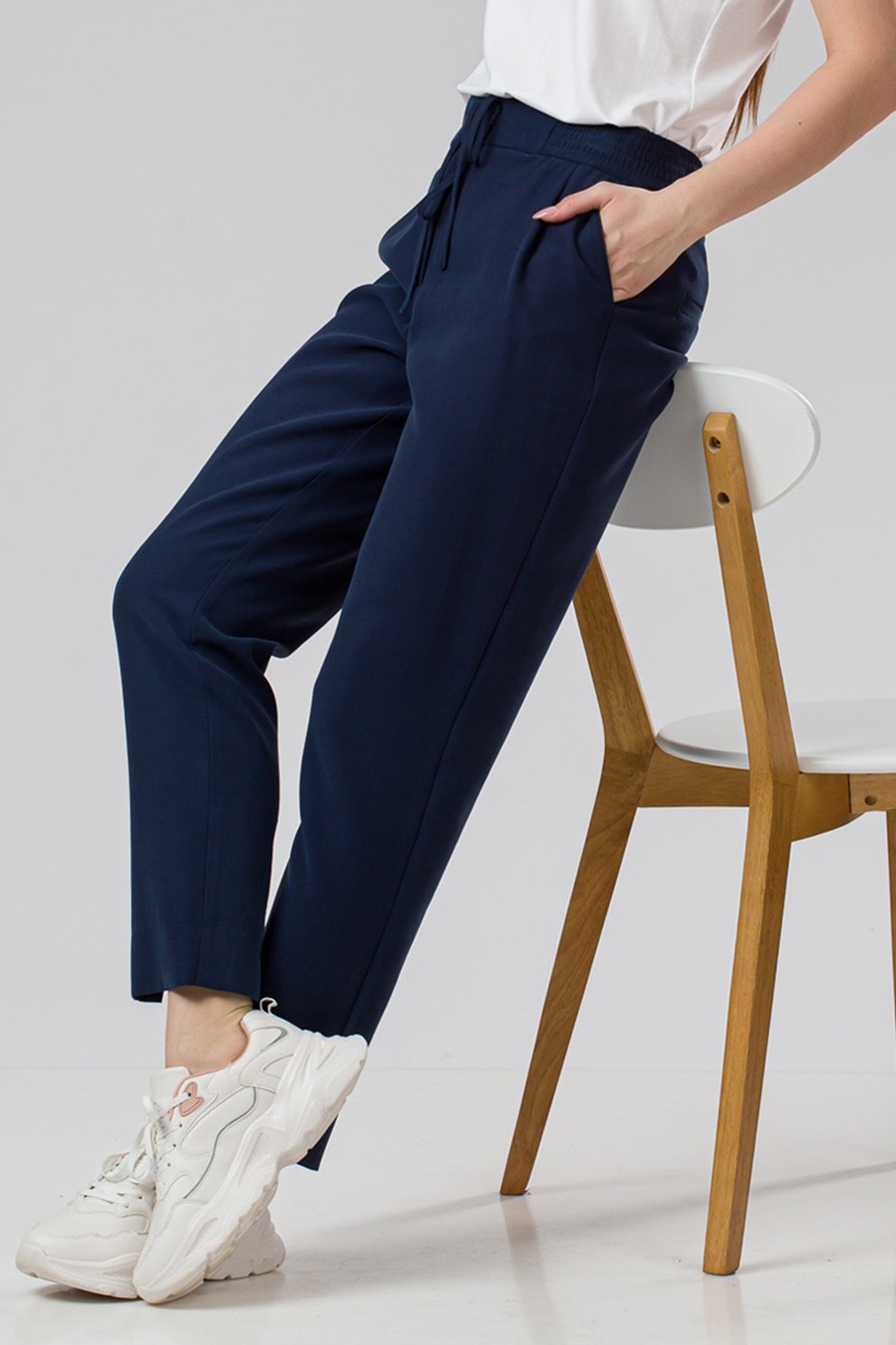 Sense, Pantaloni jogger cu talie inalta Avery, Bleumarin