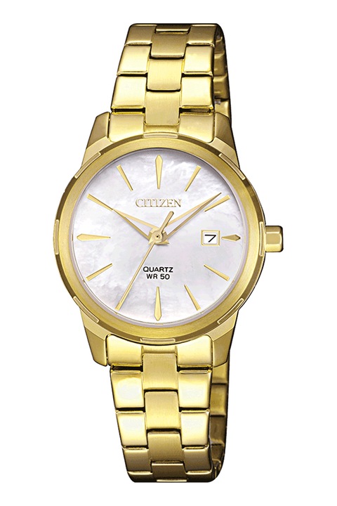 Citizen, Кварцов часовник със седефен циферблат, Златист