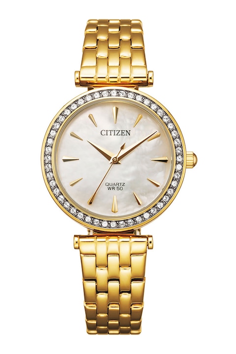 Citizen, Кварцов часовник с кристали, Златист / Сребрист