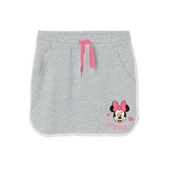 Fusta bumbac, Minnie cu inimioare, gri Fusta bumbac, Minnie cu inimioare, gri