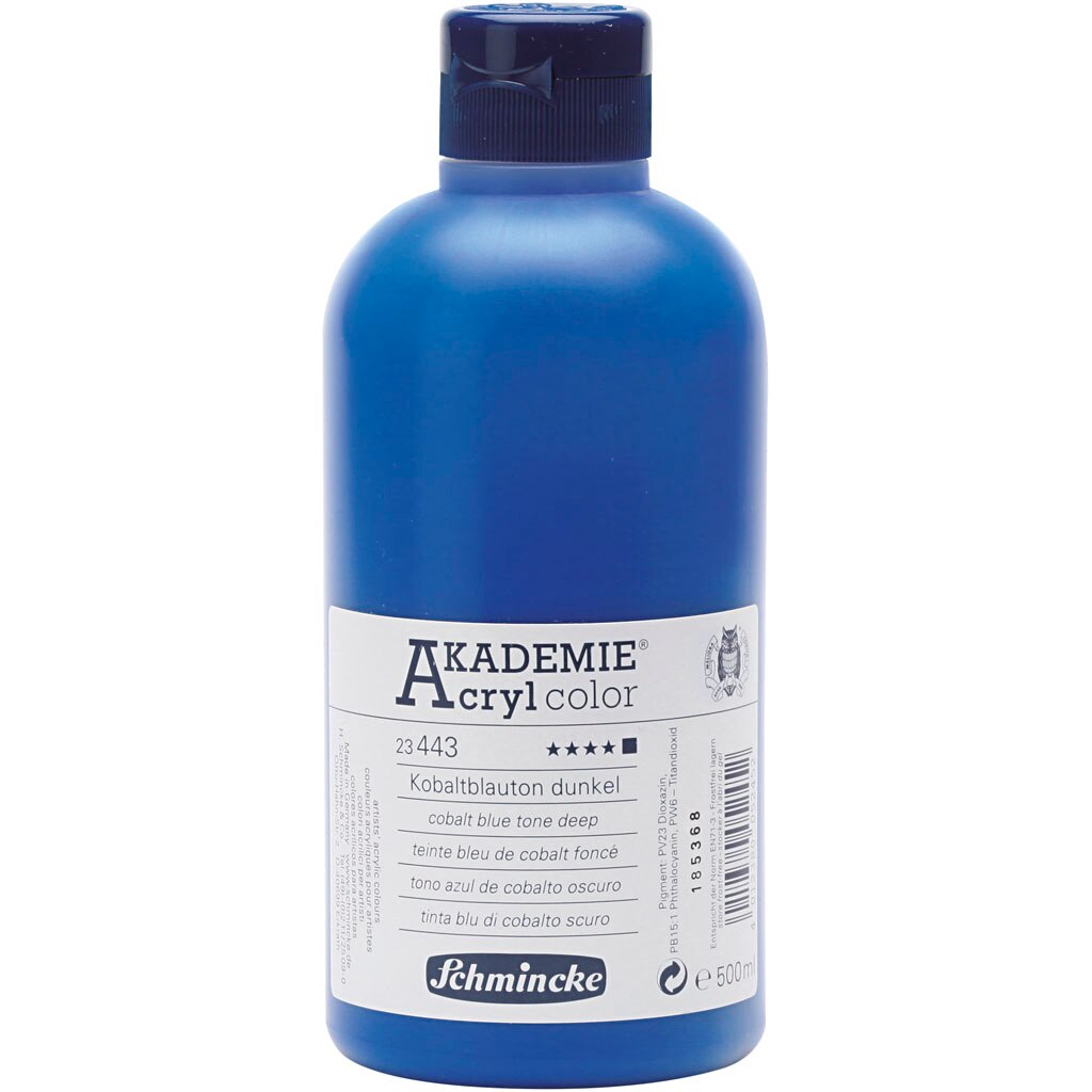 Vopsea acrilica, Schmincke AKADEMIE®, albastru cobalt inchis (443), opac, 500 ml