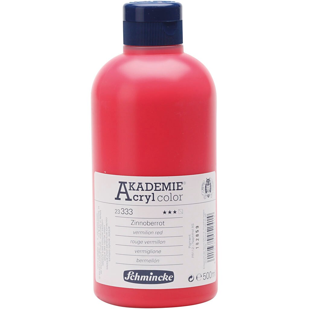 Vopsea acrilica, Schmincke AKADEMIE®, rosu (333), semitransparenta, 500 ml