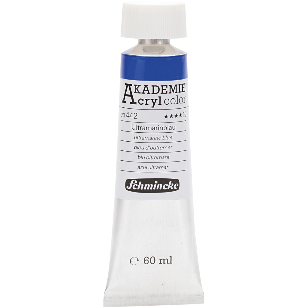 Vopsea acrilica, Schmincke AKADEMIE®, albastru ultramarin (442), semitransparenta, 60 ml