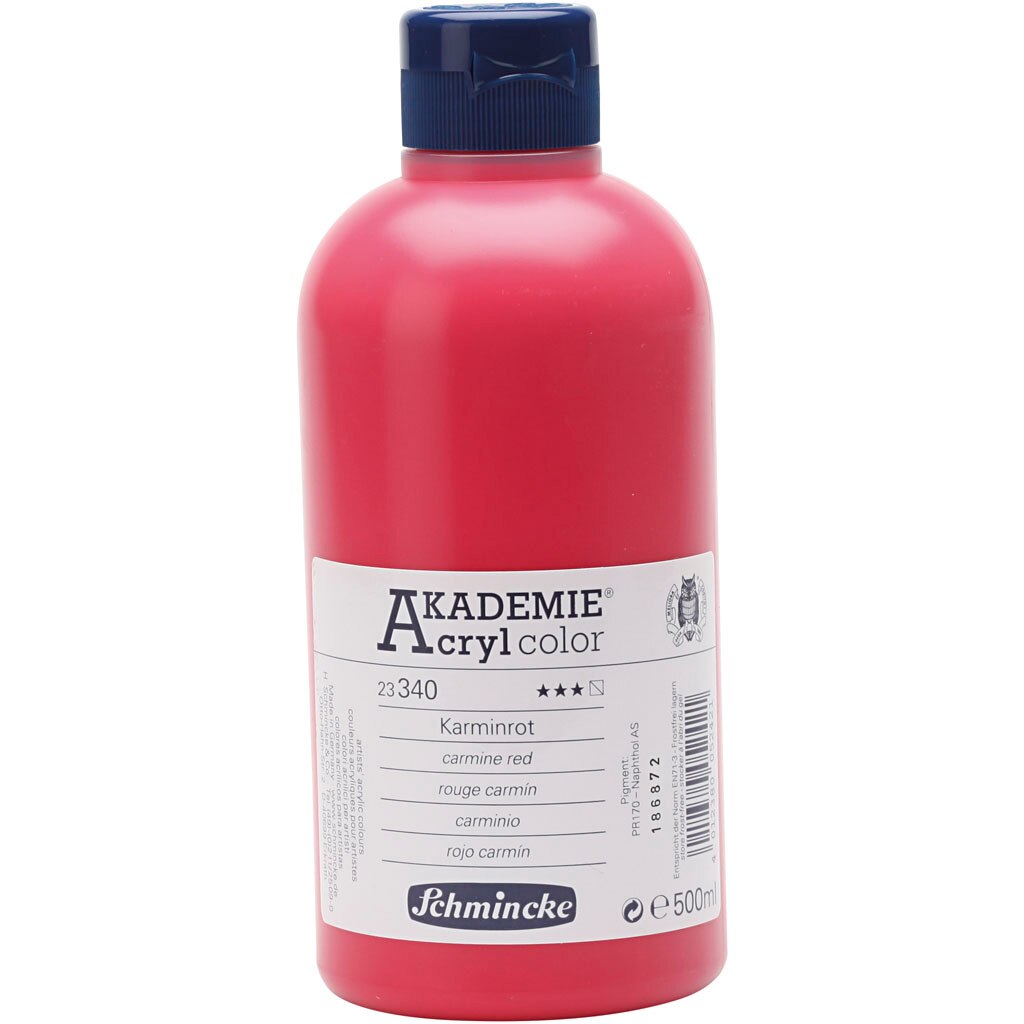 Vopsea acrilica, Schmincke AKADEMIE®, rosu carmin (340), semitransparenta, 500 ml