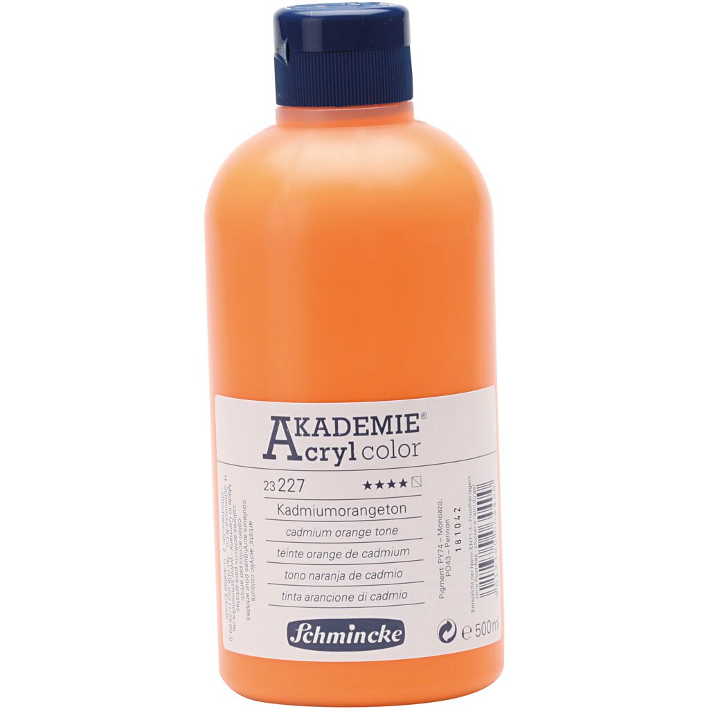 Vopsea acrilica, Schmincke AKADEMIE®, portocaliu cadmiu (227), semitransparenta, 500 ml