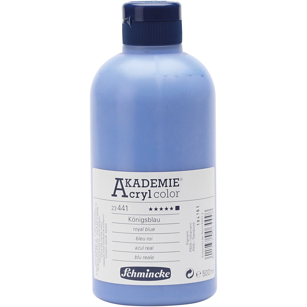 Vopsea acrilica, Schmincke AKADEMIE®, albastru regal (441), opac, 500 ml