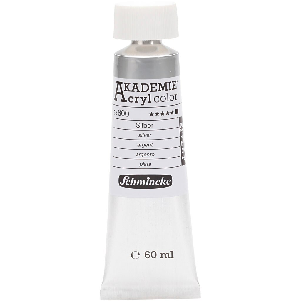 Vopsea acrilica, Schmincke AKADEMIE®, argintiu (800), opac, 60 ml