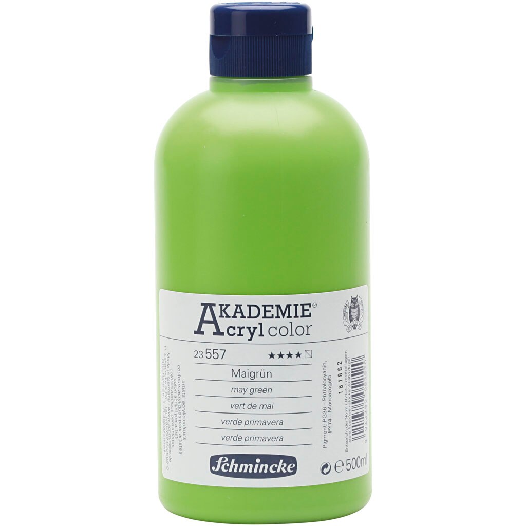 Vopsea acrilica, Schmincke AKADEMIE®, verde mai (557), semitransparenta, 500 ml