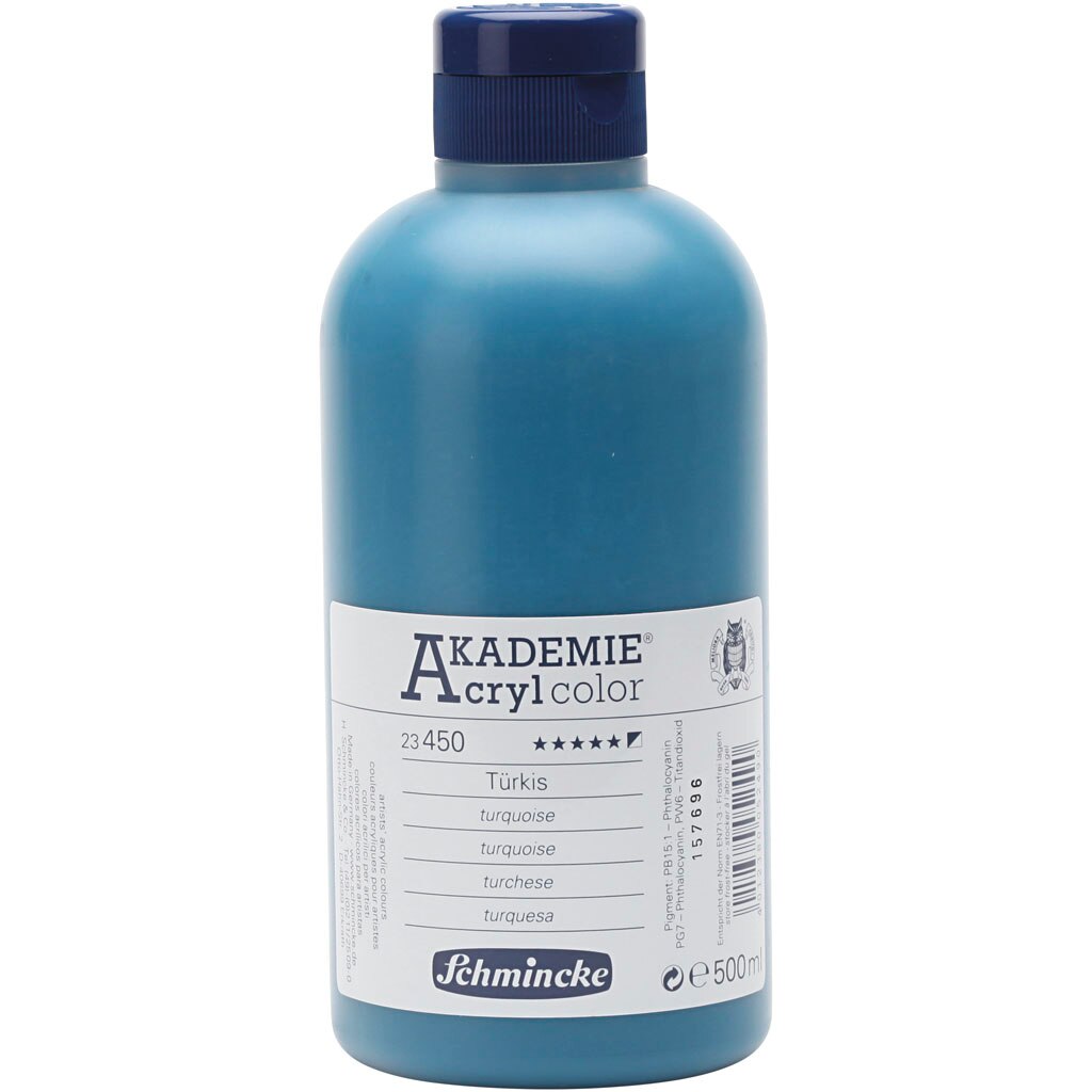 Vopsea acrilica, Schmincke AKADEMIE®, turcoaz (450), semitransparenta, 500 ml
