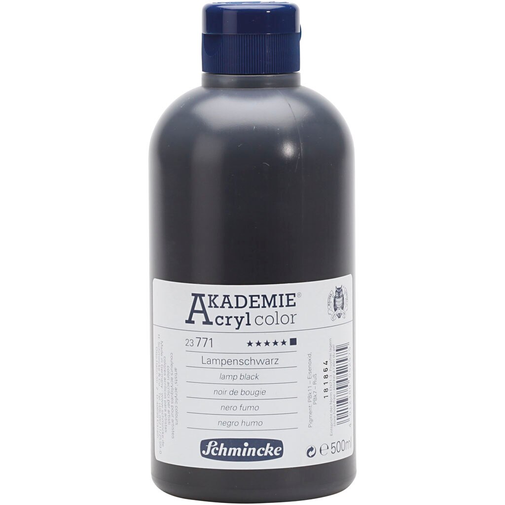 Vopsea acrilica, Schmincke AKADEMIE®, Negru lampa (771), opaca, 500 ml