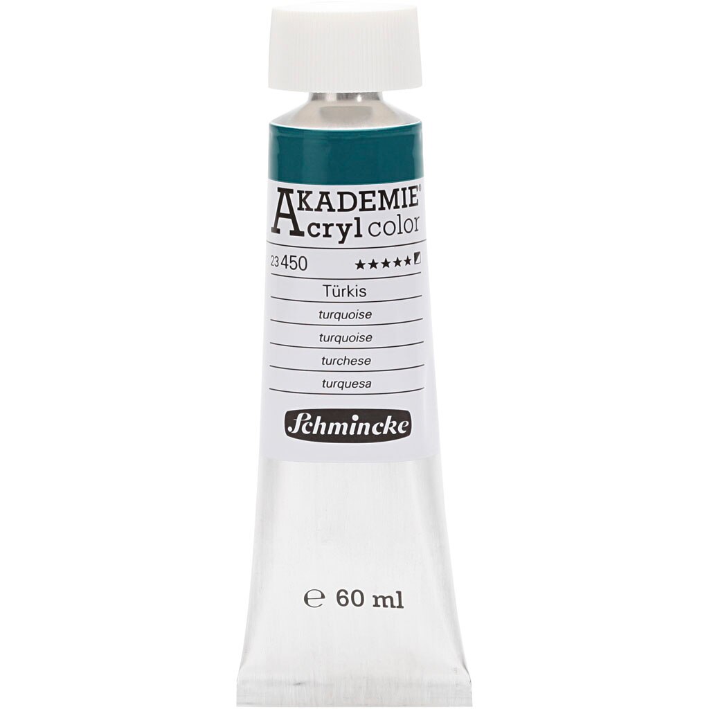 Vopsea acrilica, Schmincke AKADEMIE®, turcoaz (450), semitransparenta, 60 ml
