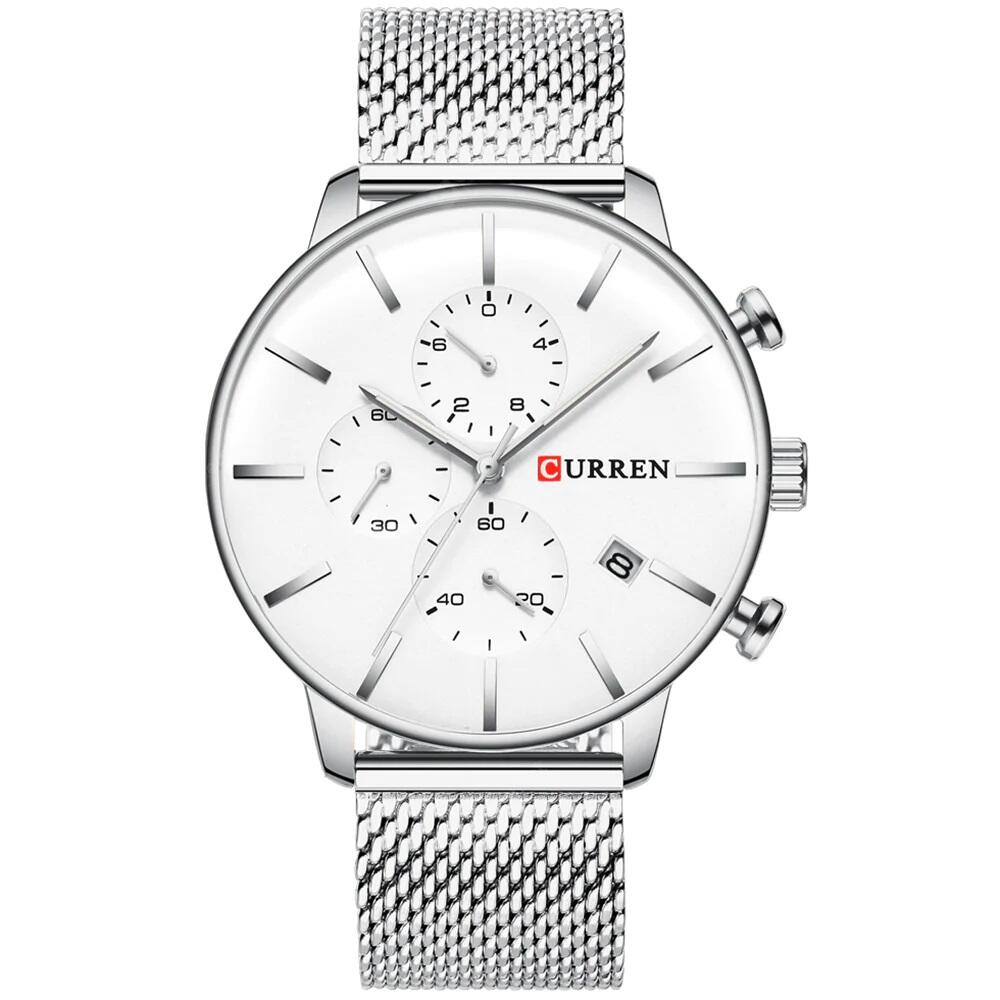 Ceas pentru barbati Curren cu cronograf si afisaj data 8339-B, Argintiu