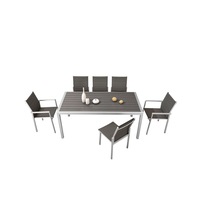 set terasa masa  6 scaune ares lux cadru aluminiu slefuit masa 180x90x765 cm blat polywood 2 scaune cu brate 56x58x89 cm 4 scaune 475x58x89 cm textilen wengegri imagen 8_0_
0
