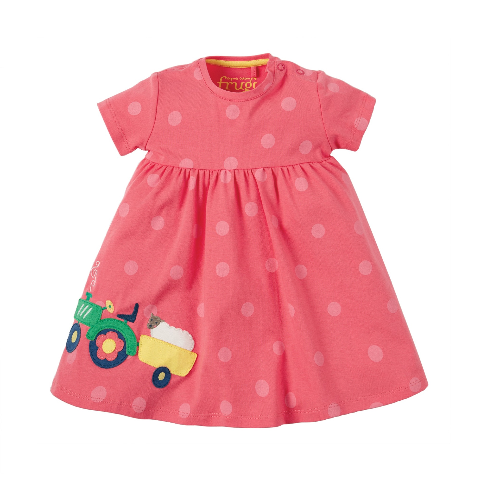 Rochie Jade, cu tractor, bumbac organic, multicolor, fete