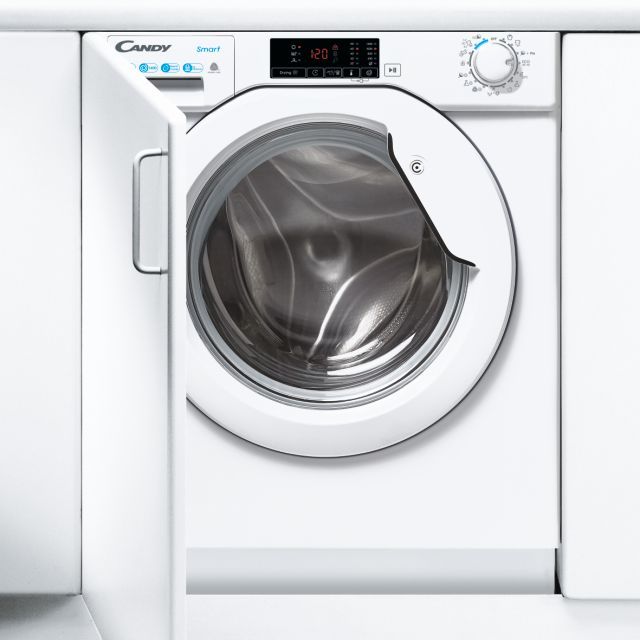 Masina de spalat rufe cu uscator incorporabila Candy CBD 485D1E/1-S, Clasa D, 1400 rpm, Spalare 8 kg, Uscare 5 kg, Easy Iron, Alb