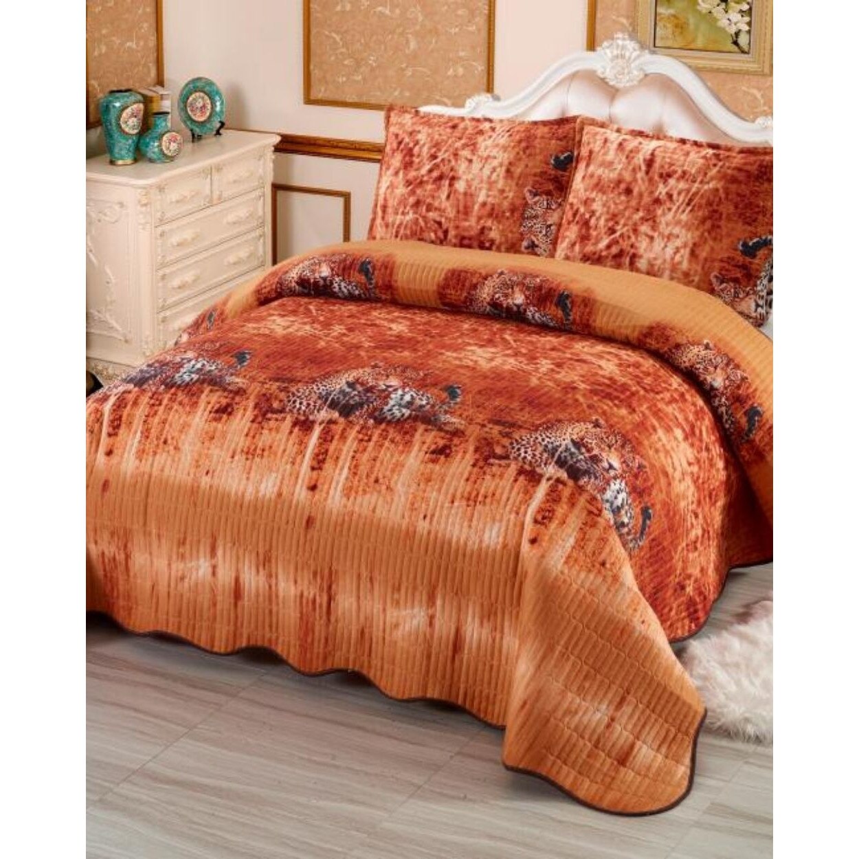 Set Cuvertura de Pat cu 2 Fete, 3 Piese, Bumbac Finet, CFY-06