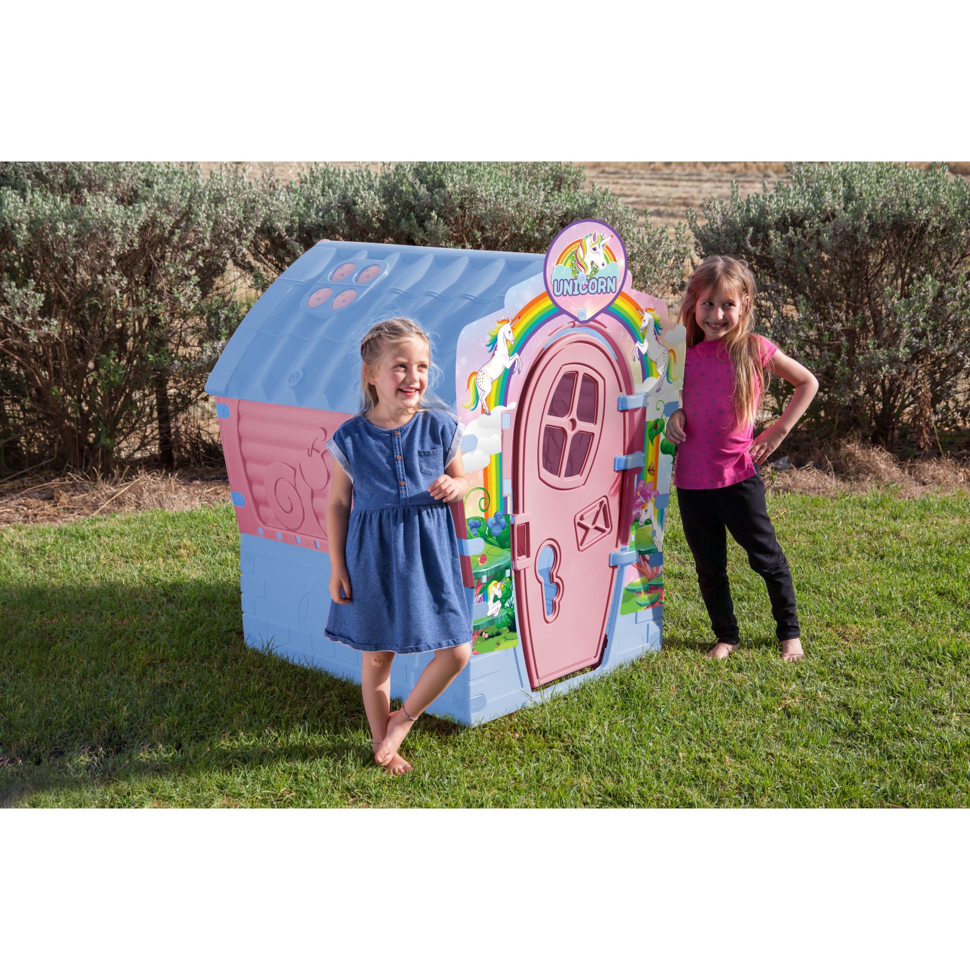 Casuta pentru copii, model Unicorn, pentru gradina, din plastic