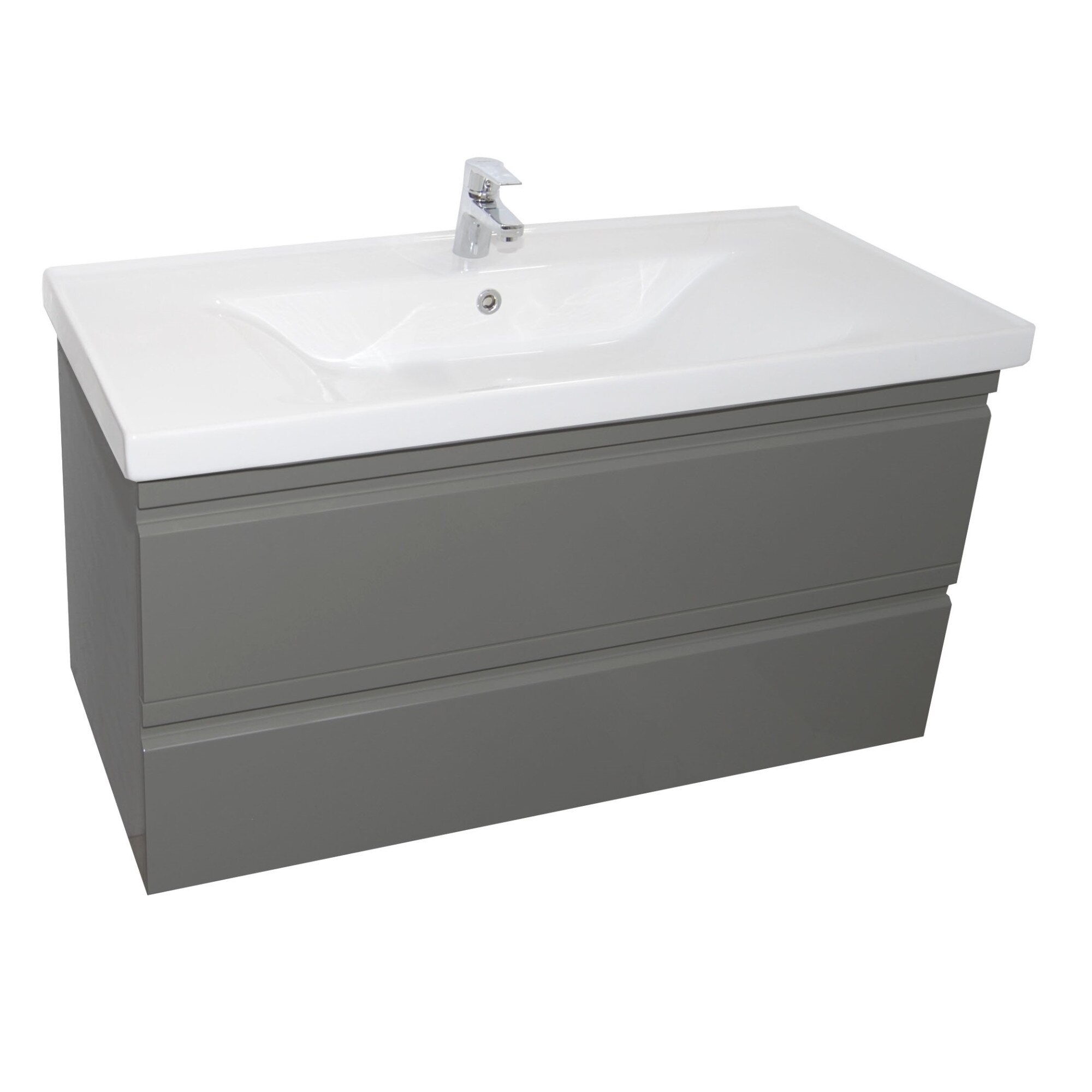 Baza si lavoar Badenmob , seria 786 , 90x45.5cm , suspendat cu sertare , Antracit