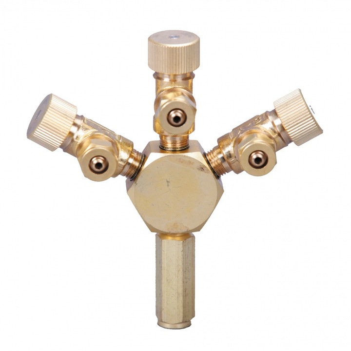 Robinet metalic CO2/Aer acvariu cu 3 iesiri, I-567