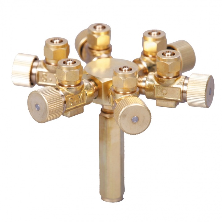 Robinet metalic CO2/Aer acvariu cu 6 iesiri, I-568