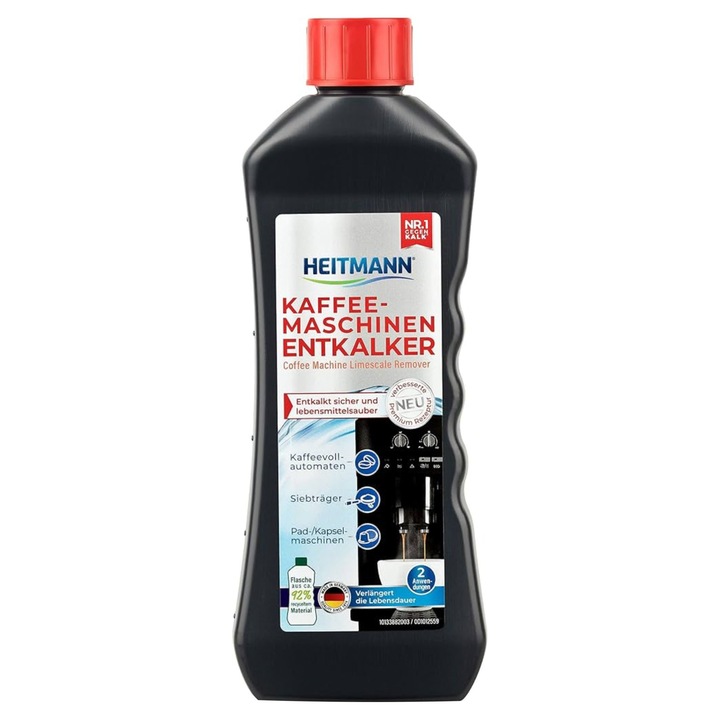 Solutie decalcifiere aparate de cafea Heitmann, Black Power, 250 ml