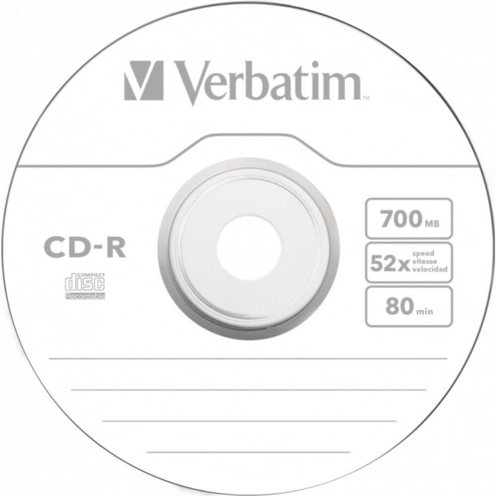 Writeable Cds Комплект от 50 Verbatim Writable CD-R, Капацитет 700 Mb, Скорост 52x ...