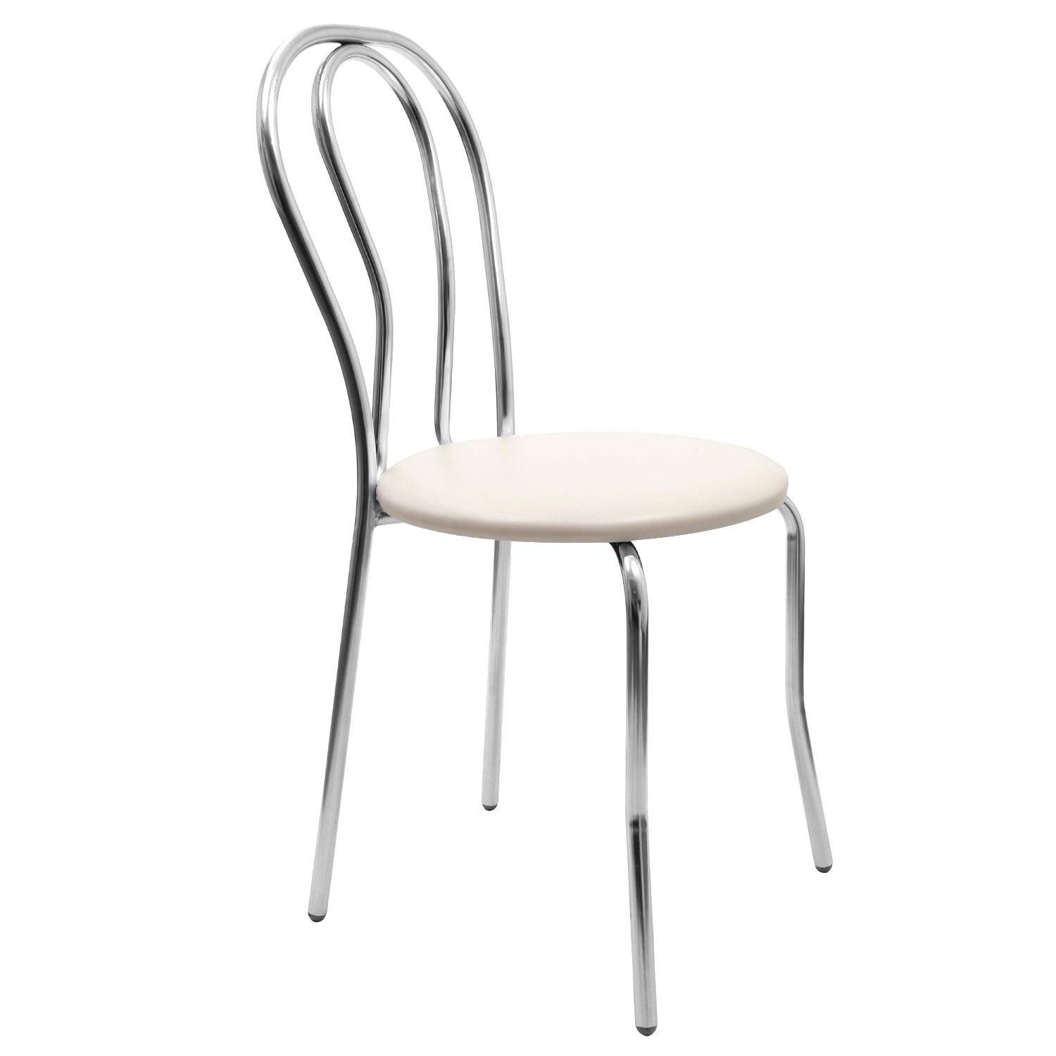 Scaun bucatarie, iMK®, fix, fara brate, cadru cromat, tapiterie imitatie piele crem, 40 x 48 x 88.5 cm