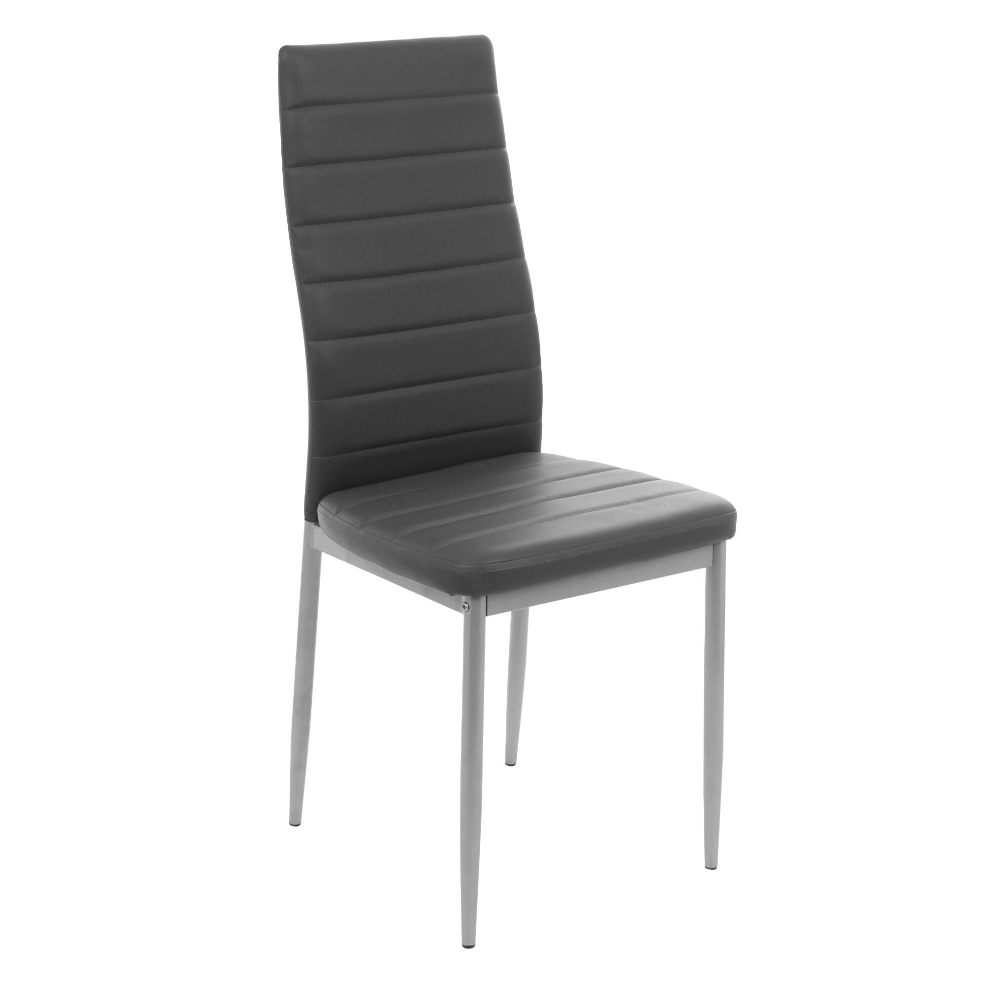 Scaun bucatarie, iMK®, fix, fara brate, cadru otel, tapiterie PVC, gri, 52 x 45.5 x 82.5 cm