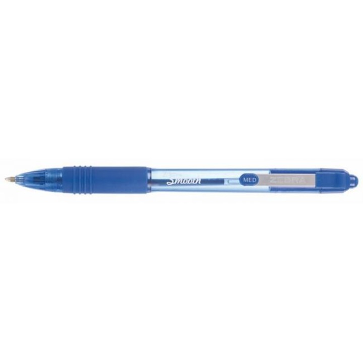 Химикалка с механизъм Zebra Z-Grip Flight, захват, пластмасов корпус, връх 1 мм, цвят на писане син