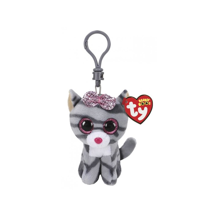 TY 1352432 Beanie Boos Clip KIKI szürke macska 8, 5cm