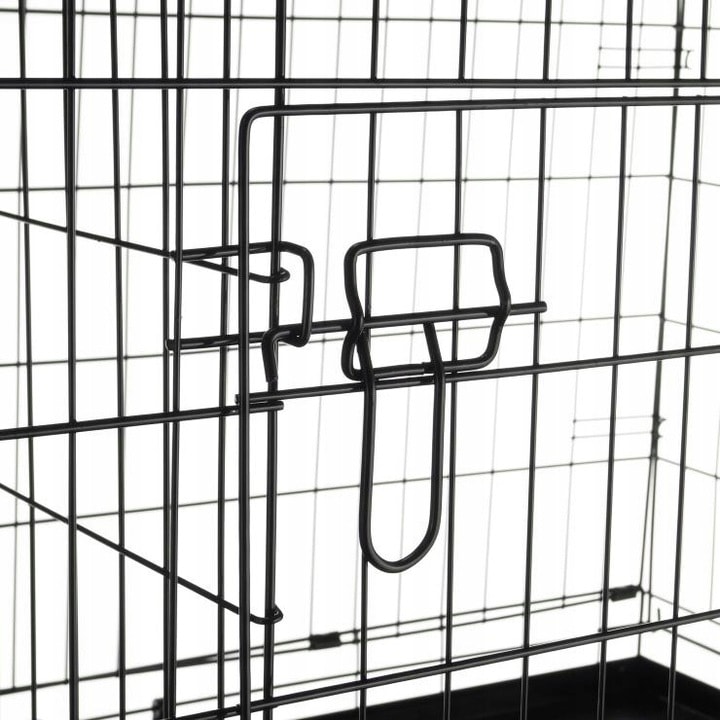 Cusca pentru animale, 2 usi, Pliabila din metal, L, Negru, 59x50x42 cm