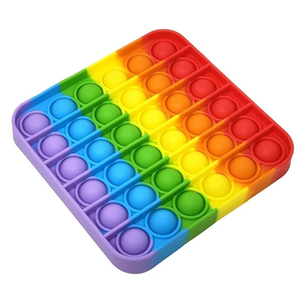 Set 2 jucarii antistres din silicon JAF®, Pop it now, forma patrat, 12.5 cm, multicolor